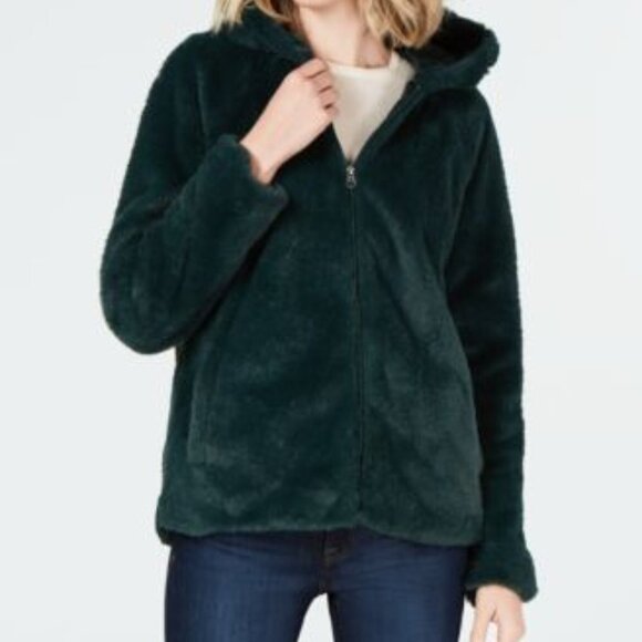 Style & Co Faux Fur Jacket S/M Navy Zip M - Picture 8 of 8